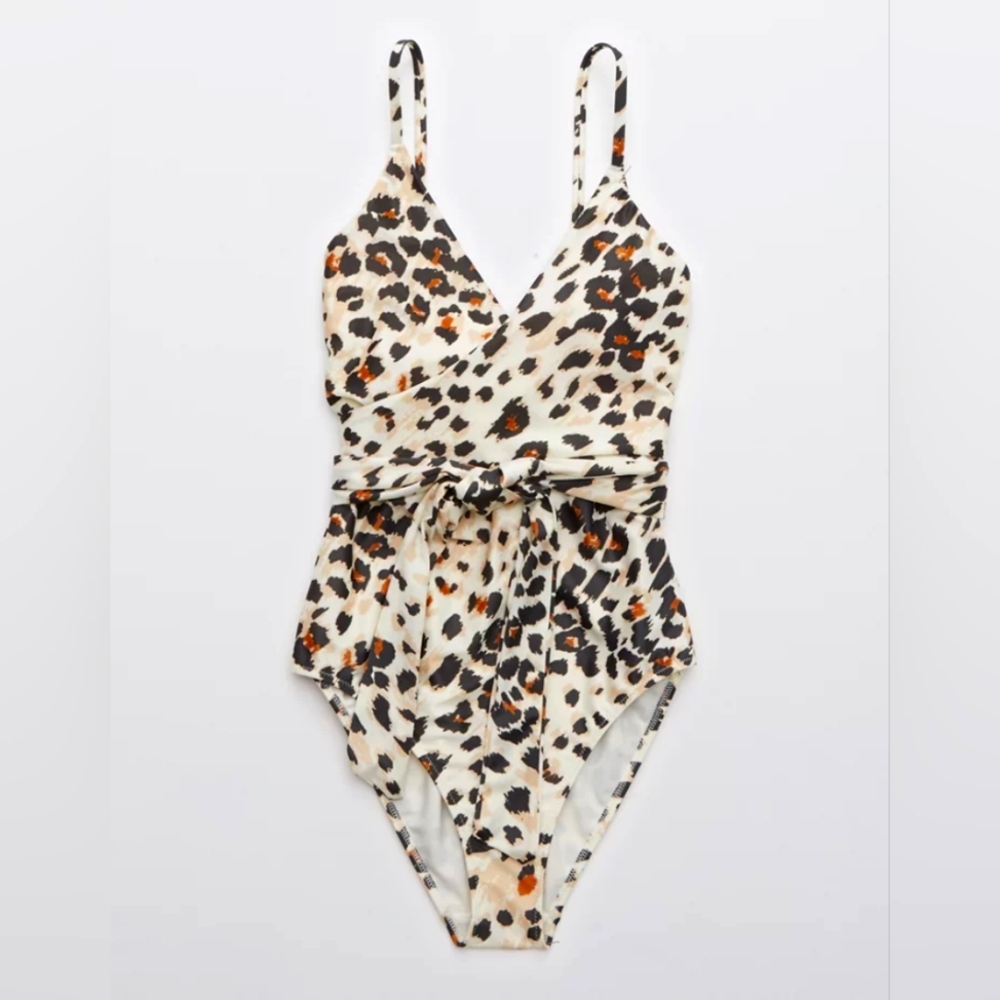 Aerie | Leopard Wrap One Piece Swimsuit | Size XS Long
